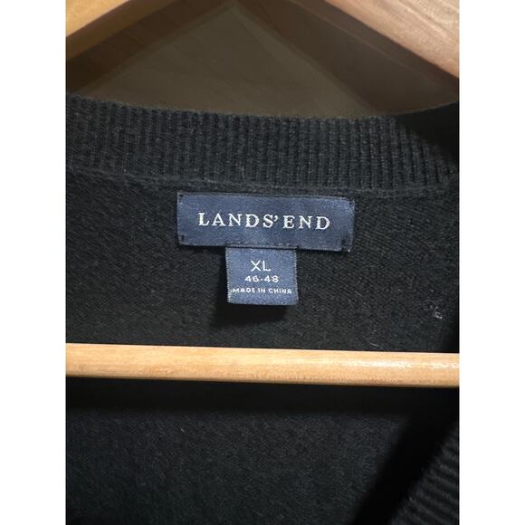 Lands End Cashmere Mens Vest Sx XL oversized Grandpacore Kaschmir Black EUC - Picture 2 of 4